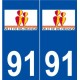 91 Ris-Orangis logo autocollant plaque stickers ville