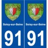 91 Soisy-sur-Seine blason autocollant plaque stickers ville
