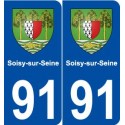 91 Soisy-sur-Seine blason autocollant plaque stickers ville