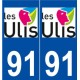 91 Ulis logo autocollant plaque stickers ville