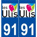 91 Ulis logo autocollant plaque stickers ville