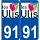 91 Ulis logo autocollant plaque stickers ville