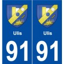 91 Ulis  blason autocollant plaque stickers ville