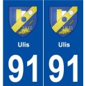 91 Ulis  blason autocollant plaque stickers ville