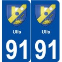 91 Ulis  blason autocollant plaque stickers ville