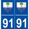 91 Verrières-le-Buisson  blason autocollant plaque stickers ville