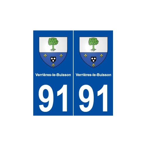 91 Verrières-le-Buisson  blason autocollant plaque stickers ville