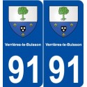 91 Verrières-le-Buisson  blason autocollant plaque stickers ville