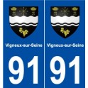 91 Vigneux-sur-Seine blason autocollant plaque stickers ville