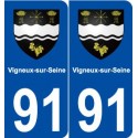 91 Vigneux-sur-Seine blason autocollant plaque stickers ville