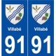 91 Villabé blason autocollant plaque stickers ville