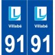 91 Villabé logo autocollant plaque stickers ville