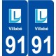 91 Villabé logo autocollant plaque stickers ville