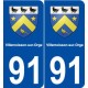91 Villemoisson-sur-Orge blason autocollant plaque stickers ville