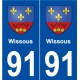 91 Wissous blason autocollant plaque stickers ville