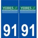 91 Yerres logo autocollant plaque stickers ville