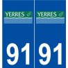 91 Yerres logo autocollant plaque stickers ville