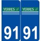 91 Yerres logo autocollant plaque stickers ville