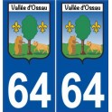 Valle di Ossau 64 città sticker adesivo piastra di auto