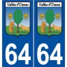Vallée d'Ossau 64 ville sticker autocollant plaque auto
