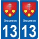 13 Graveson logo ville autocollant plaque sticker