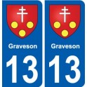 13 Graveson logo ville autocollant plaque sticker