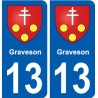 13 Graveson logo ville autocollant plaque sticker