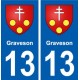 13 Graveson logo ville autocollant plaque sticker