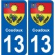 13 Coudoux blason ville autocollant plaque sticker