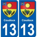 13 Coudoux blason ville autocollant plaque sticker