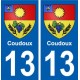 13 Coudoux blason ville autocollant plaque sticker