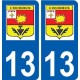 13 Coudoux blason ville autocollant plaque sticker