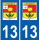 13 Coudoux blason ville autocollant plaque sticker