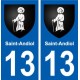 13 Saint-Andiol blason ville autocollant plaque sticker
