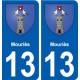 13 Mouriès blason ville autocollant plaque sticker
