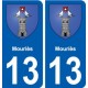 13 Mouriès blason ville autocollant plaque sticker