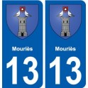 13 Mouriès blason ville autocollant plaque sticker