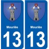 13 Mouriès blason ville autocollant plaque sticker