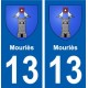 13 Mouriès blason ville autocollant plaque sticker