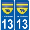 13 Le Tholonet blason ville autocollant plaque sticker
