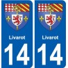 14 Livarot blason ville autocollant plaque sticker