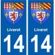 14 Livarot blason ville autocollant plaque sticker
