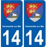 14 Hermanville-sur-Mer blason ville autocollant plaque sticker