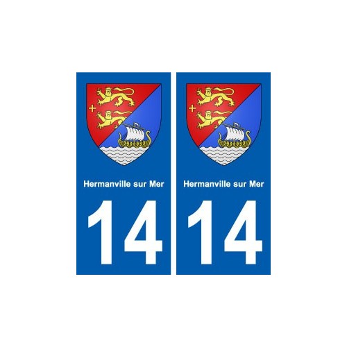 14 Hermanville-sur-Mer blason ville autocollant plaque sticker