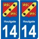 14 Houlgate blason ville autocollant plaque sticker