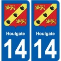 14 Houlgate blason ville autocollant plaque sticker