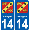 14 Houlgate blason ville autocollant plaque sticker