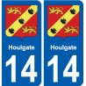 14 Houlgate blason ville autocollant plaque sticker