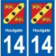14 Houlgate blason ville autocollant plaque sticker