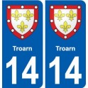 14 Troarn blason ville autocollant plaque sticker